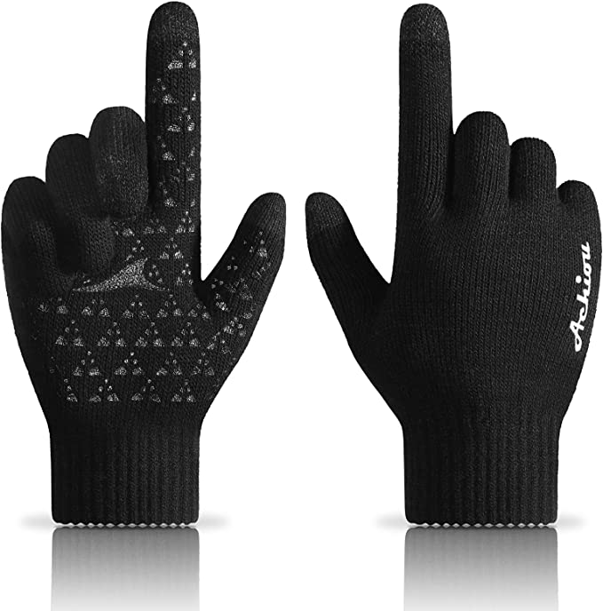 Achiou Thermal Soft Knit Lining Winter Gloves for Men and Women