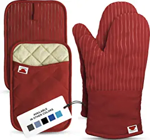 BIG RED HOUSE Heat Resistance of Silicone and Flexibility of Cotton Oven Mitts and Pot Holders