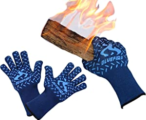 Blue Fire BBQ Grill Firepit Heat Resistant Oven Mitts