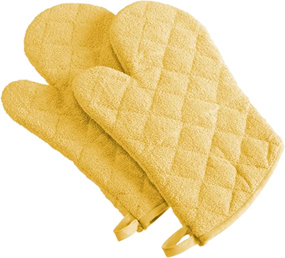 DII Basic Terry Collection 100% Cotton Quilted Oven Mitts