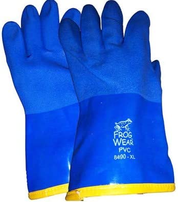 FrogWear Insulated & Waterproof Blue Tripple Dipped Work Gloves for Fishing