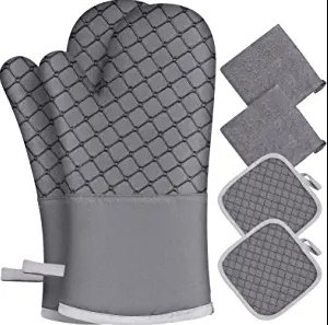 IXO Soft Cotton Lining and Non-Slip Oven Mitts and Pot Holders