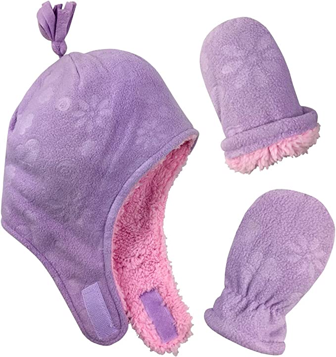 N'Ice Caps Sherpa Lined Fleece Hat Mitten Winter Set for Boys and Girls