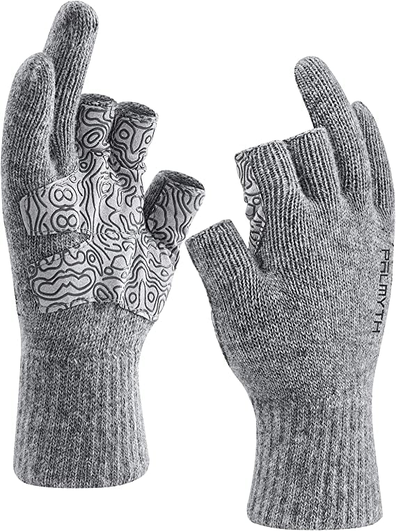 Palmyth Warm Wool Cold Weather Fingerless Gloves for Men and Women