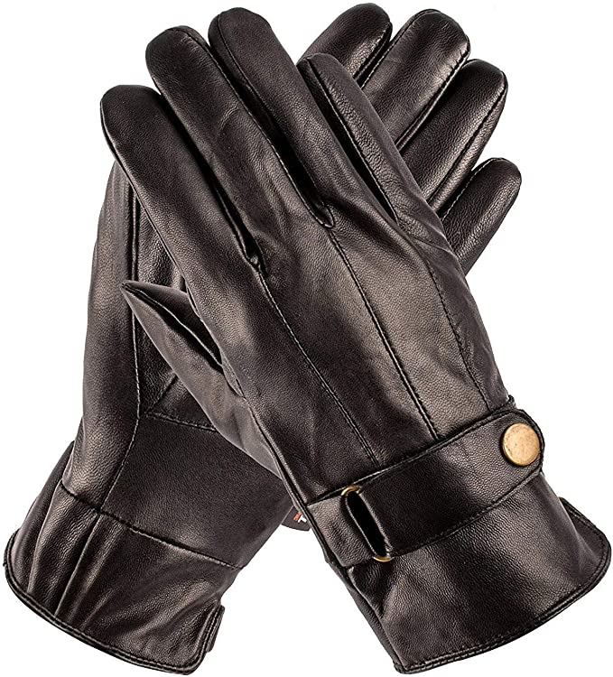 Pierre Cardin Luxury Men's Leather Winter Gloves with Strap
