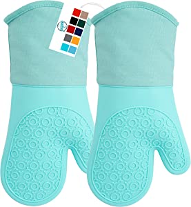 POPCO Professional Quilted Liner Flexible Silicone Oven Mitts