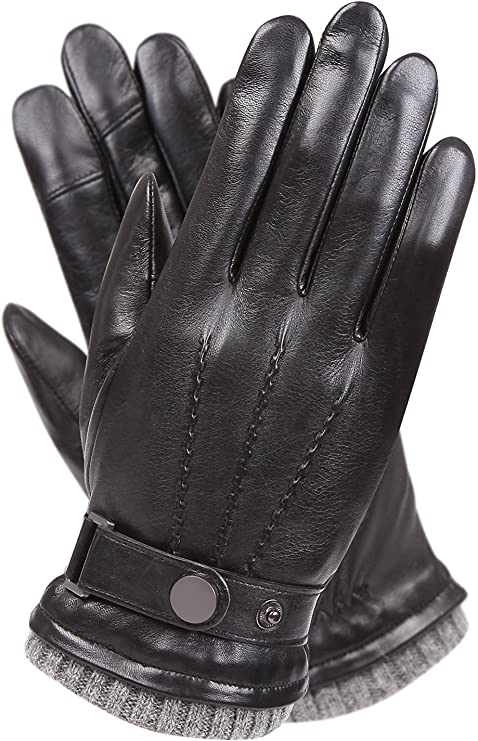 WARMEN Cold Weather Warm Leather Driving Winter Gloves for Men