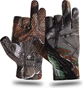 eamber camouflage fingerless hunting gloves