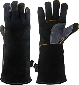KIM YUAN Extreme Heat & Fire Resistant Leather Gloves with Kevlar Stitching